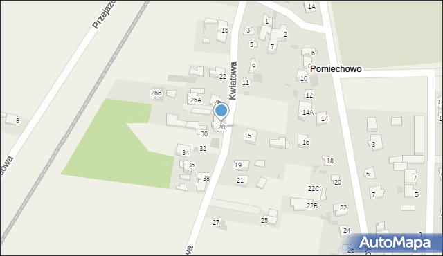 Pomiechowo, Kwiatowa, 28, mapa Pomiechowo