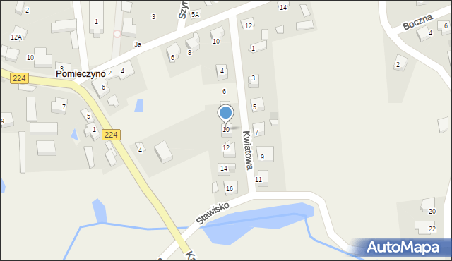 Pomieczyno, Kwiatowa, 10, mapa Pomieczyno