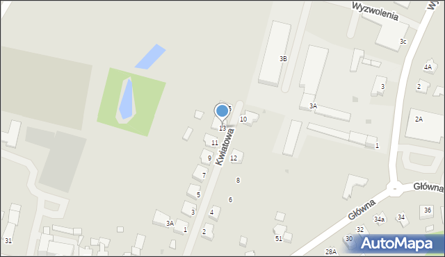 Pruszcz, Kwiatowa, 13, mapa Pruszcz