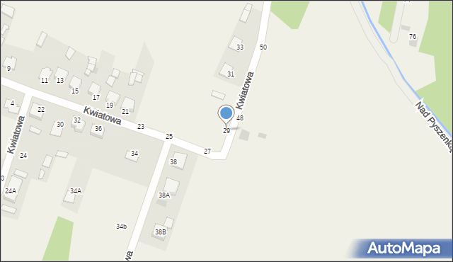 Pysznica, Kwiatowa, 29, mapa Pysznica