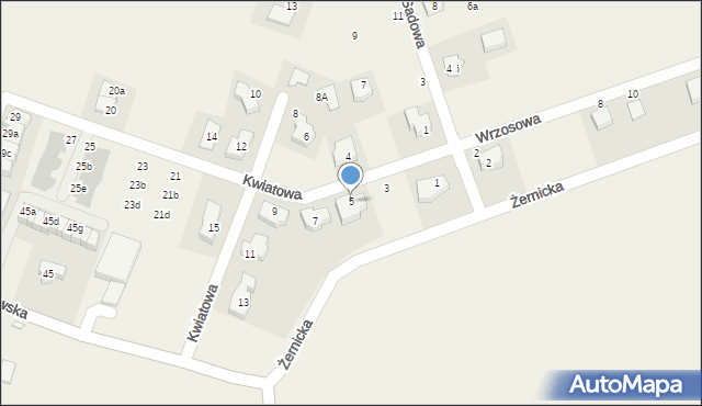 Radomierzyce, Kwiatowa, 5, mapa Radomierzyce