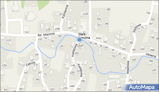 Radziechowy, Kwiatowa, 1024, mapa Radziechowy