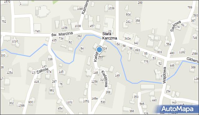 Radziechowy, Kwiatowa, 1253, mapa Radziechowy