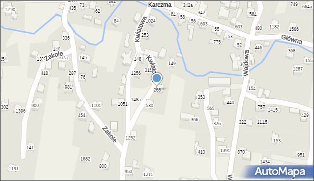 Radziechowy, Kwiatowa, 268, mapa Radziechowy