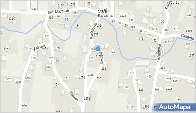 Radziechowy, Kwiatowa, 315, mapa Radziechowy