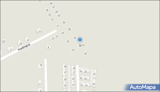 Radzymin, Kwitnąca, 36, mapa Radzymin