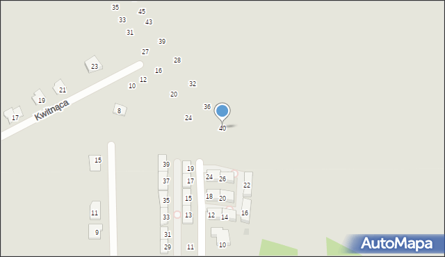 Radzymin, Kwitnąca, 40, mapa Radzymin