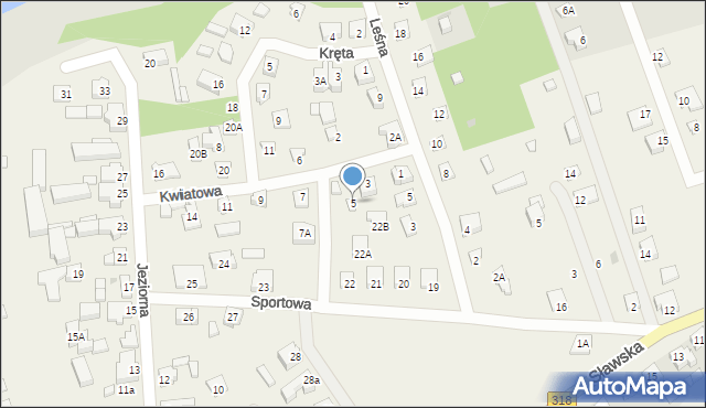 Radzyń, Kwiatowa, 5, mapa Radzyń