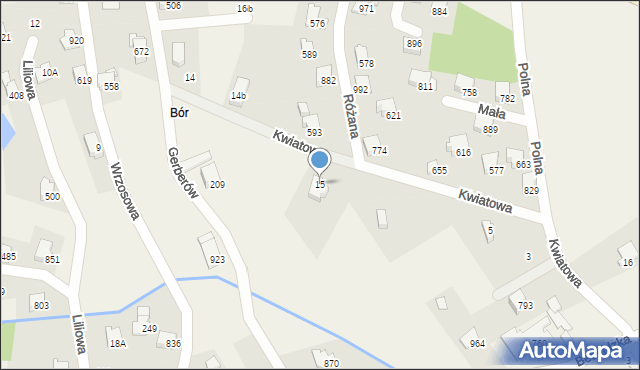 Rybarzowice, Kwiatowa, 15, mapa Rybarzowice