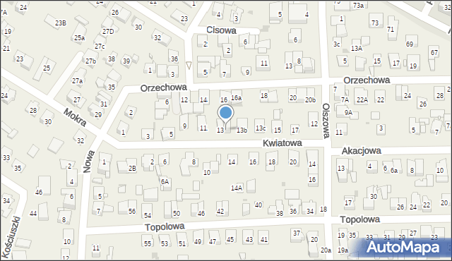 Rybie, Kwiatowa, 13a, mapa Rybie