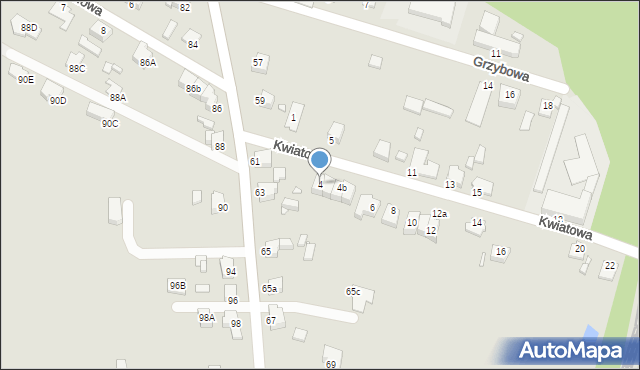 Rybnik, Kwiatowa, 4, mapa Rybnika