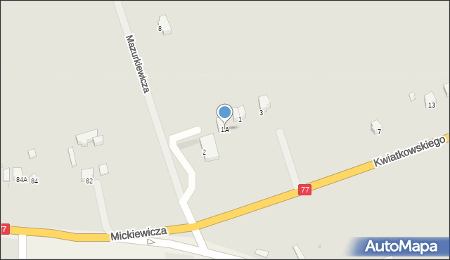 Sandomierz, Kwiatkowskiego Eugeniusza, 1A, mapa Sandomierza