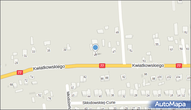 Sandomierz, Kwiatkowskiego Eugeniusza, 45, mapa Sandomierza