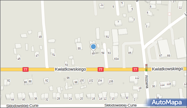Sandomierz, Kwiatkowskiego Eugeniusza, 57, mapa Sandomierza