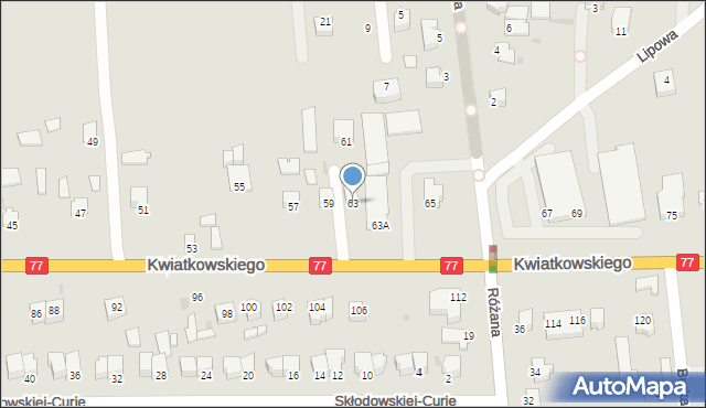 Sandomierz, Kwiatkowskiego Eugeniusza, 63, mapa Sandomierza