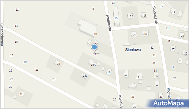 Sieniawa, Kwiatowa, 14, mapa Sieniawa