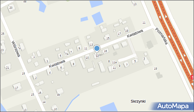 Skrzynki, Kwiatowa, 12, mapa Skrzynki