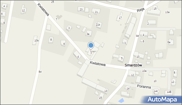 Smardzów, Kwiatowa, 1, mapa Smardzów