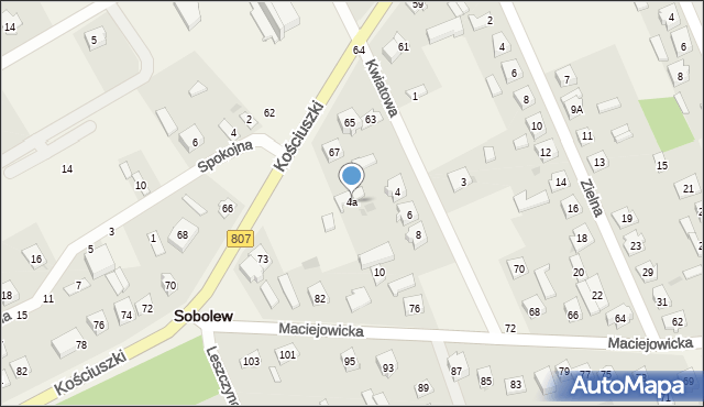 Sobolew, Kwiatowa, 4a, mapa Sobolew