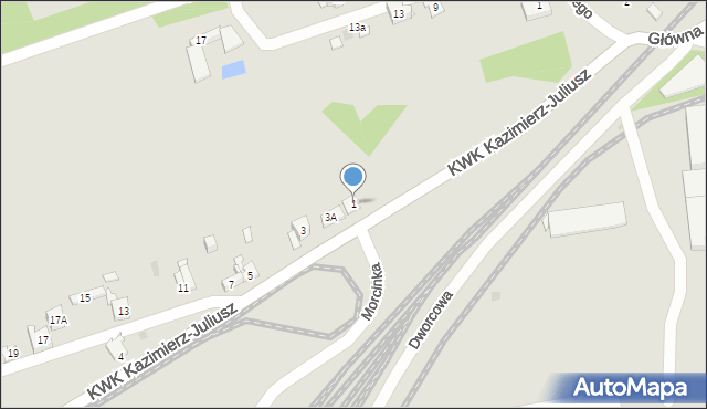 Sosnowiec, KWK Kazimierz-Juliusz, 1, mapa Sosnowca