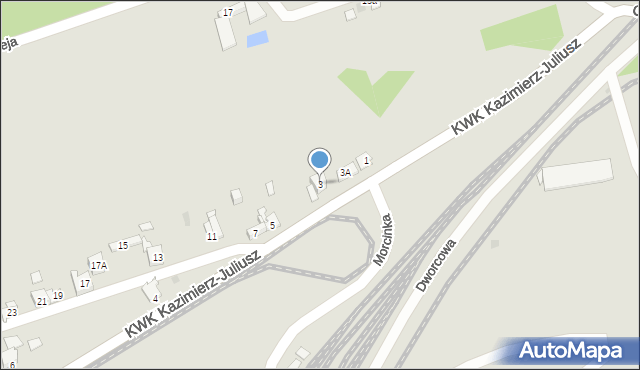 Sosnowiec, KWK Kazimierz-Juliusz, 3, mapa Sosnowca