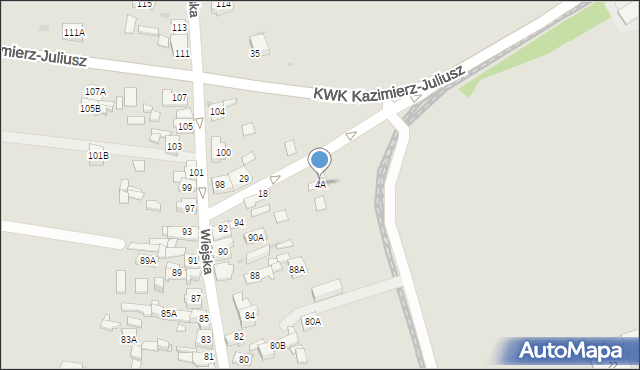 Sosnowiec, KWK Kazimierz-Juliusz, 4A, mapa Sosnowca