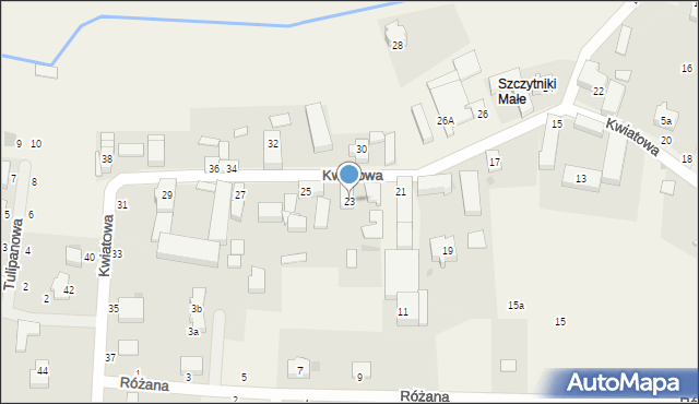 Spalona, Kwiatowa, 23, mapa Spalona