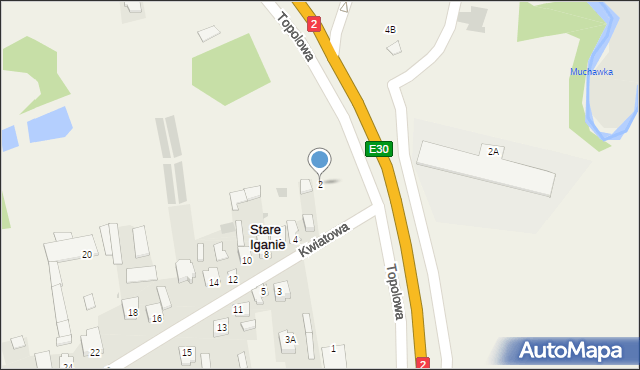 Stare Iganie, Kwiatowa, 2, mapa Stare Iganie