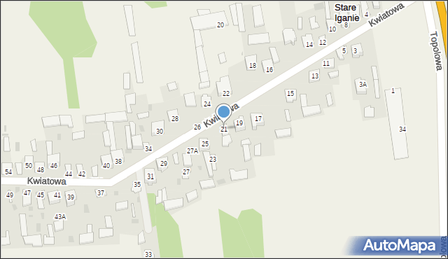 Stare Iganie, Kwiatowa, 21, mapa Stare Iganie