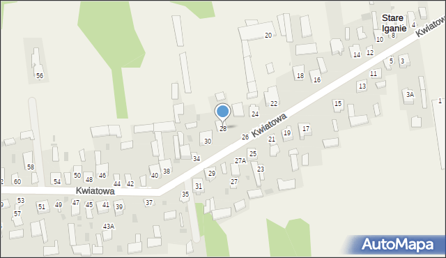 Stare Iganie, Kwiatowa, 28, mapa Stare Iganie