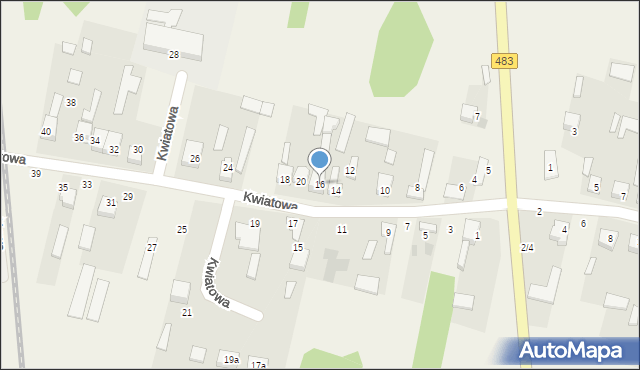 Stary Broniszew, Kwiatowa, 16, mapa Stary Broniszew