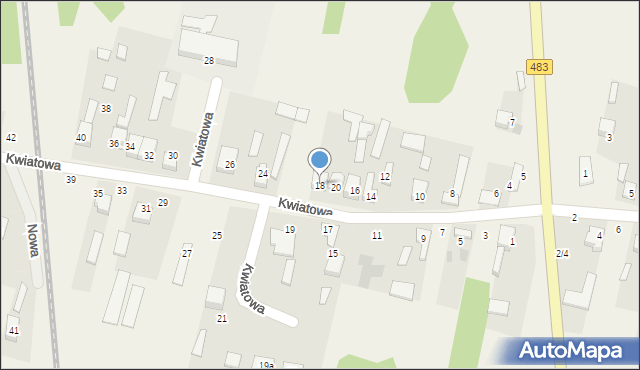 Stary Broniszew, Kwiatowa, 18, mapa Stary Broniszew