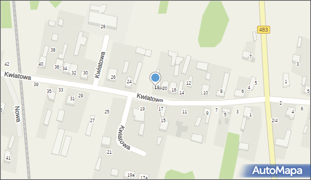Stary Broniszew, Kwiatowa, 22, mapa Stary Broniszew