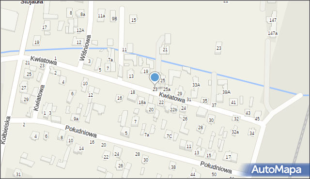 Stojadła, Kwiatowa, 23, mapa Stojadła