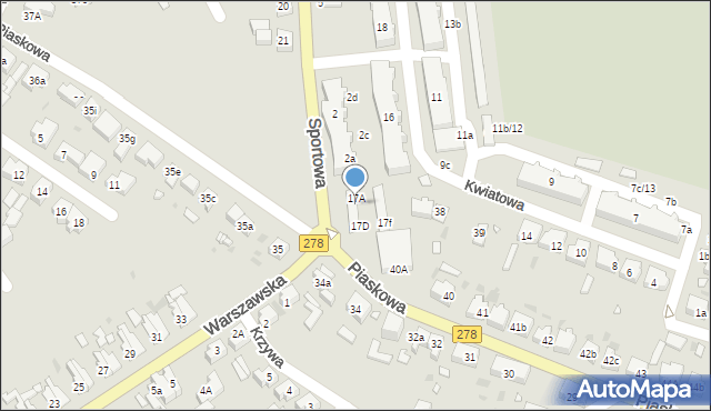 Sulechów, Kwiatowa, 17B, mapa Sulechów