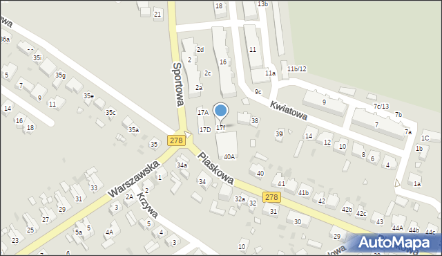 Sulechów, Kwiatowa, 17f, mapa Sulechów