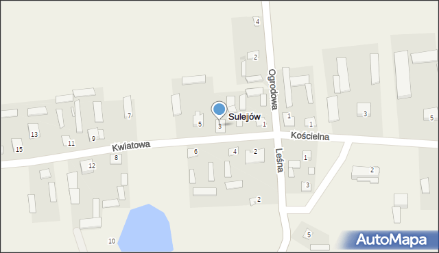 Sulejów, Kwiatowa, 3, mapa Sulejów