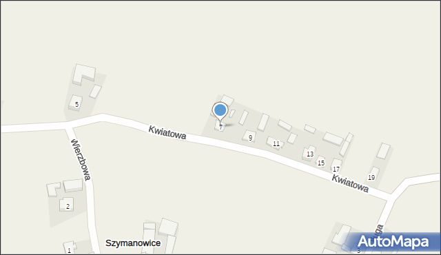 Szymanowice, Kwiatowa, 7, mapa Szymanowice