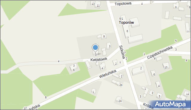 Toporów, Kwiatowa, 2, mapa Toporów