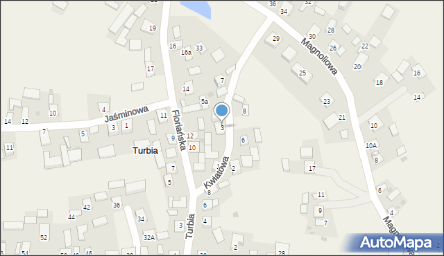 Turbia, Kwiatowa, 3, mapa Turbia