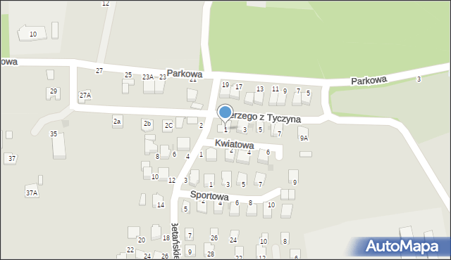 Tyczyn, Kwiatowa, 1, mapa Tyczyn