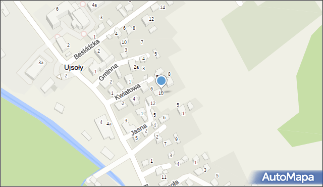 Ujsoły, Kwiatowa, 10, mapa Ujsoły