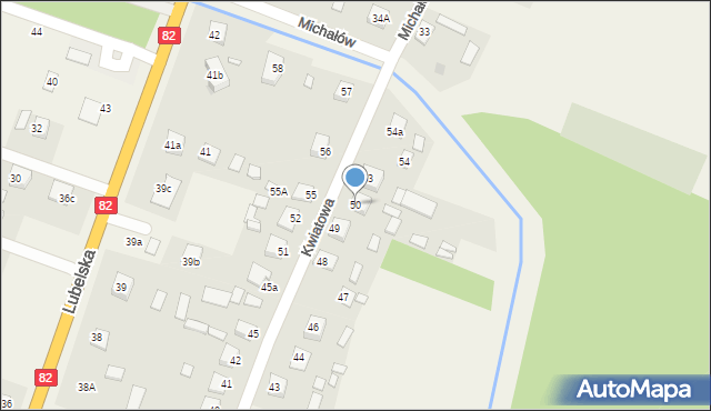 Urszulin, Kwiatowa, 50, mapa Urszulin