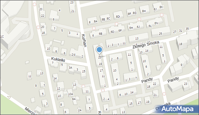 Warszawa, Kwitnącego Sadu, 23, mapa Warszawy