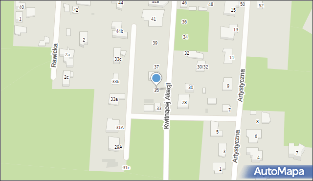 Warszawa, Kwitnącej Akacji, 35, mapa Warszawy