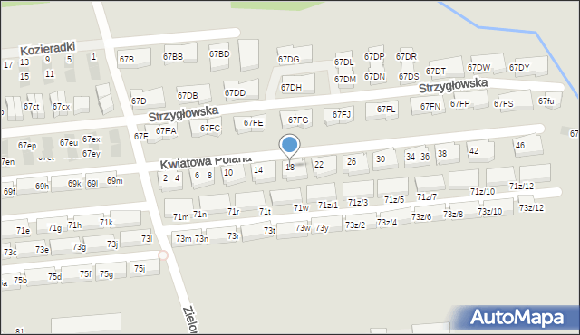 Warszawa, Kwiatowa Polana, 18, mapa Warszawy