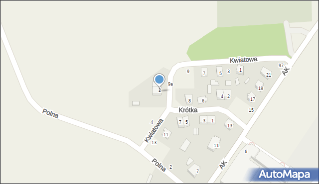 Wąsewo, Kwiatowa, 9b, mapa Wąsewo