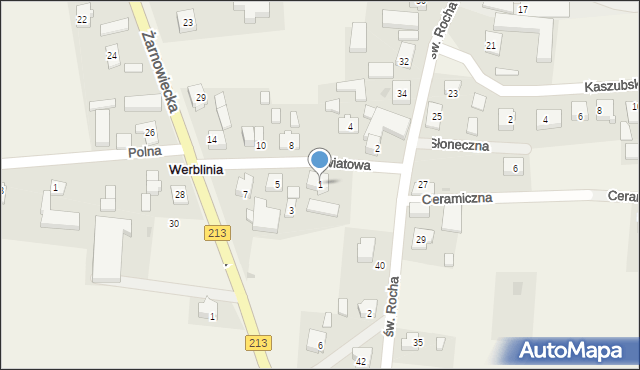 Werblinia, Kwiatowa, 1, mapa Werblinia