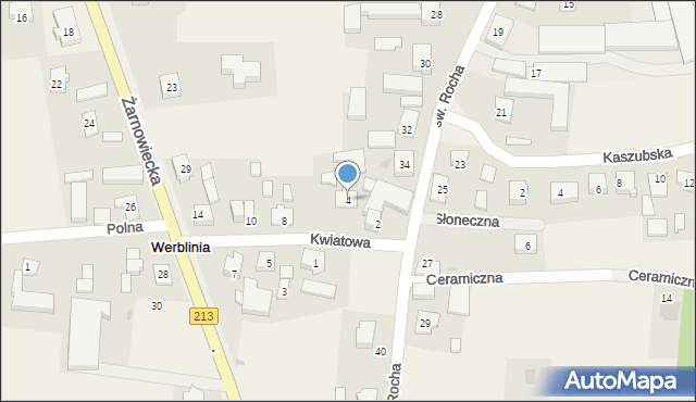 Werblinia, Kwiatowa, 4, mapa Werblinia