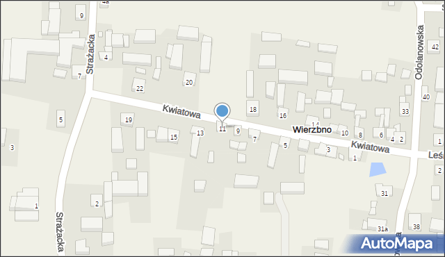 Wierzbno, Kwiatowa, 11, mapa Wierzbno